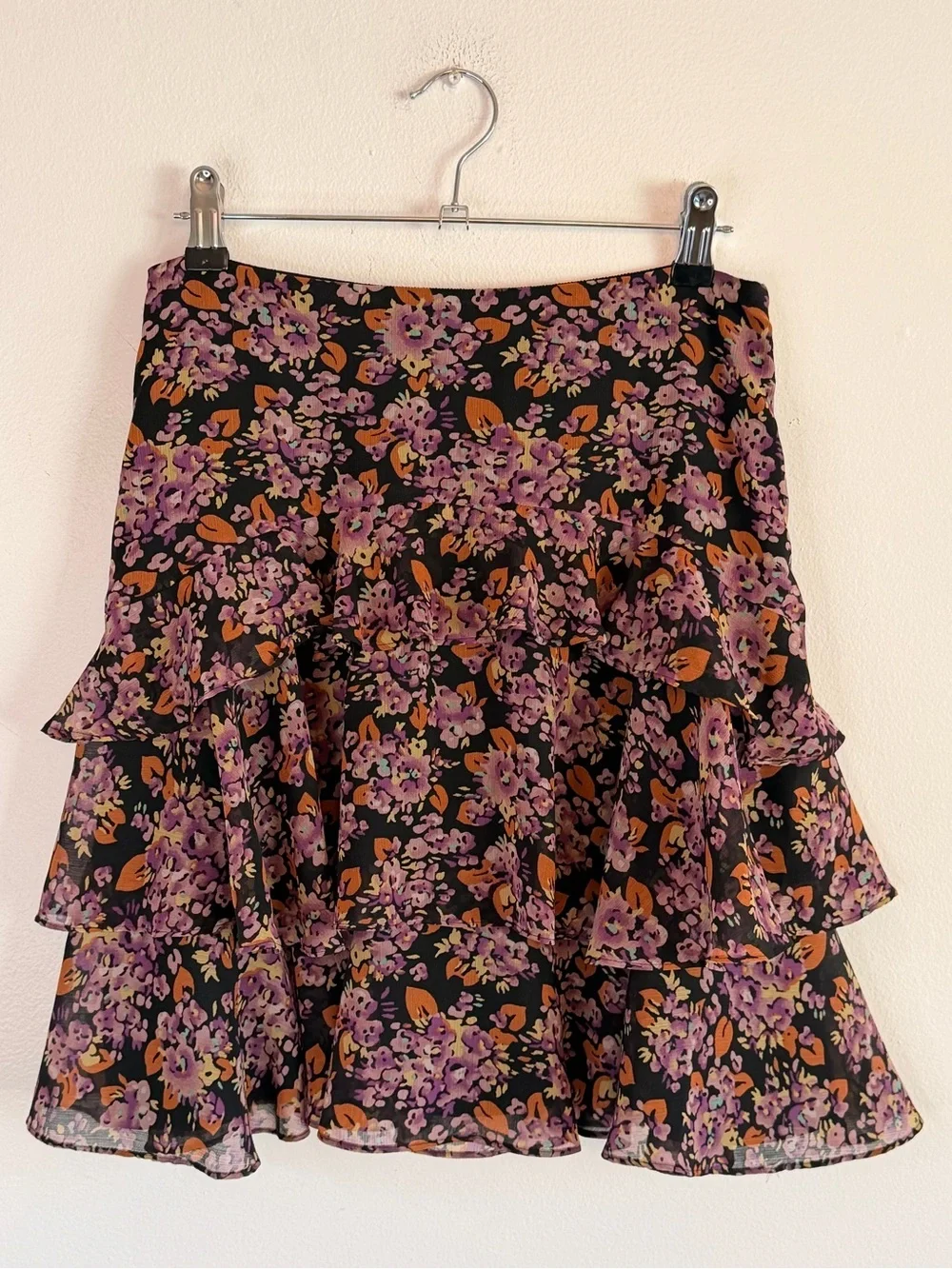 NEW LAUREN Ralph Lauren Floral Ruffle Trim Tiered Georgette Skirt Women’s Size 0